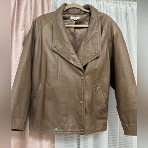 Ann Taylor Vintage Motorcycle Leather Jacket Biker Oversized size S